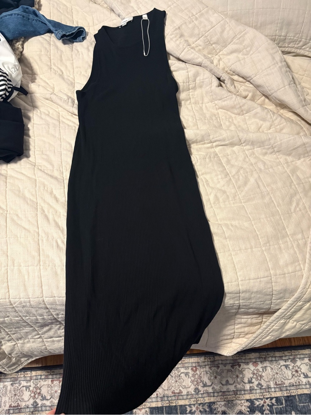 Vince Black Sleeveless Ribbed Maxi Dress
